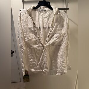 Zara Cream Button Down Linen Shirt